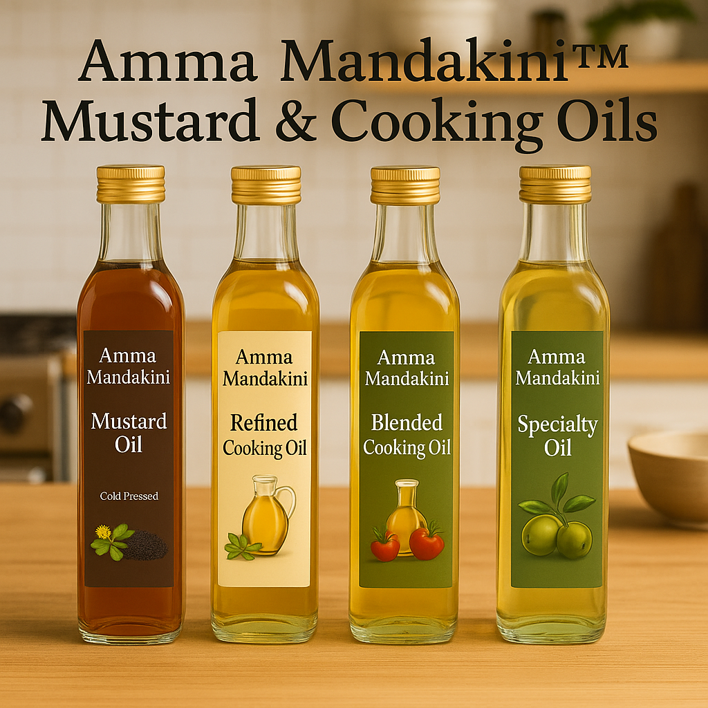 Amma Mandakini™ Mustard & Cooking Oils – Healthy Oils for Every Indian Kitchen