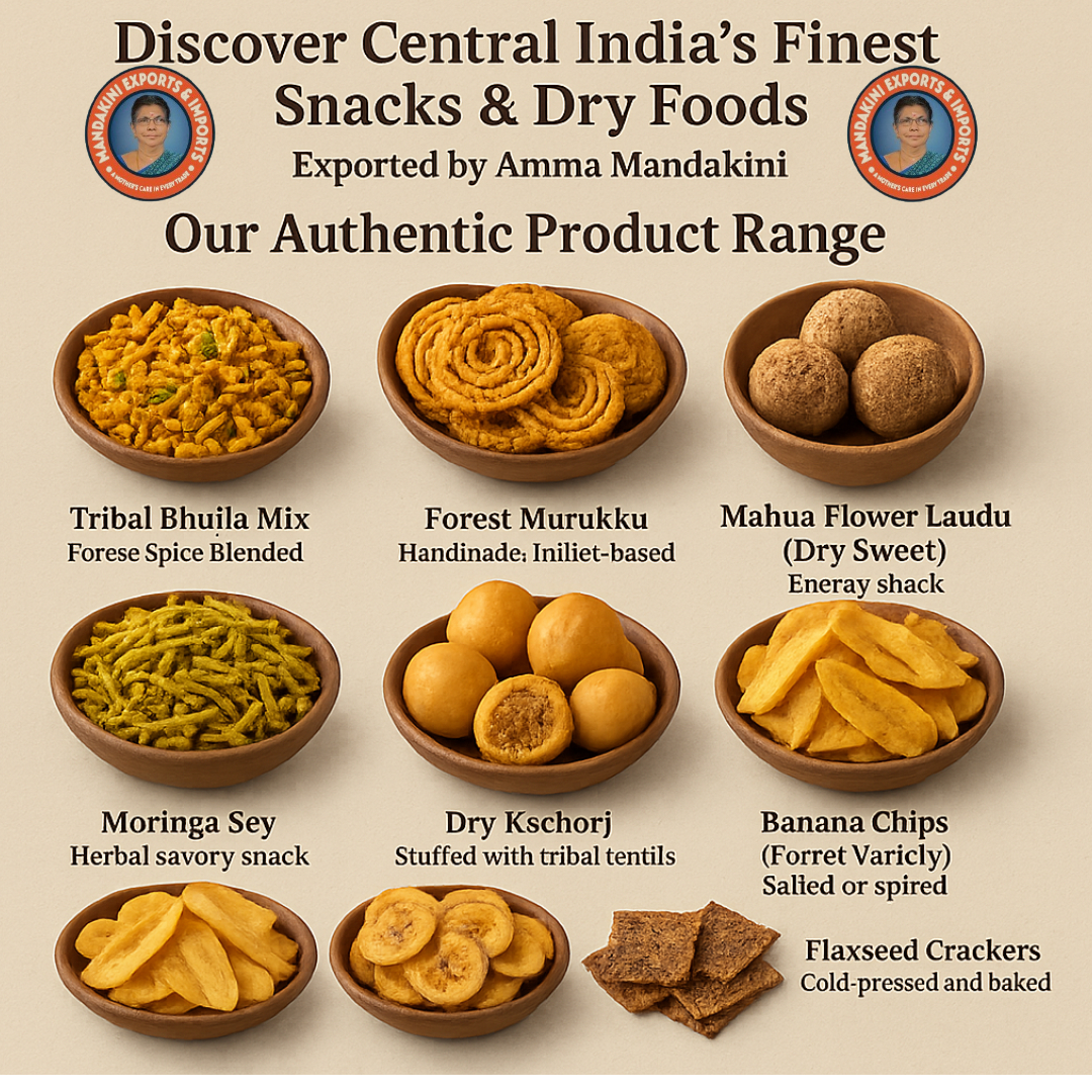 Discover Central India’s Finest Snacks & Dry Foods — Exported by Amma Mandakini