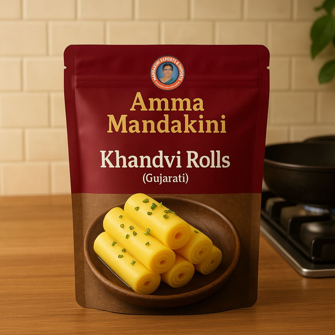 Frozen Khandvi Rolls by Amma Mandakini™ – West Indian Gujarati Snack Ready in Minutes