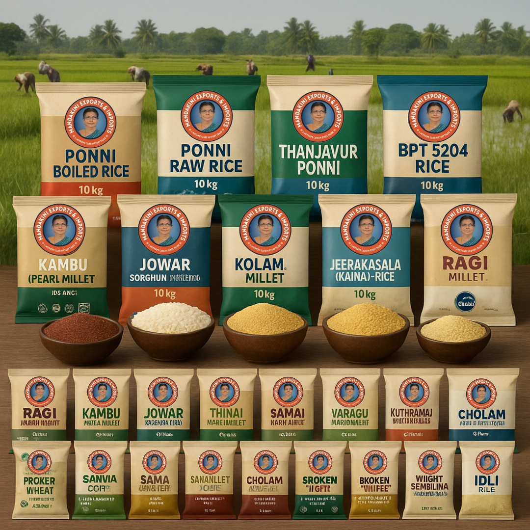 Amma Mandakini – Premium South Indian Rice & Grains | OEM, Bulk & Retail Export