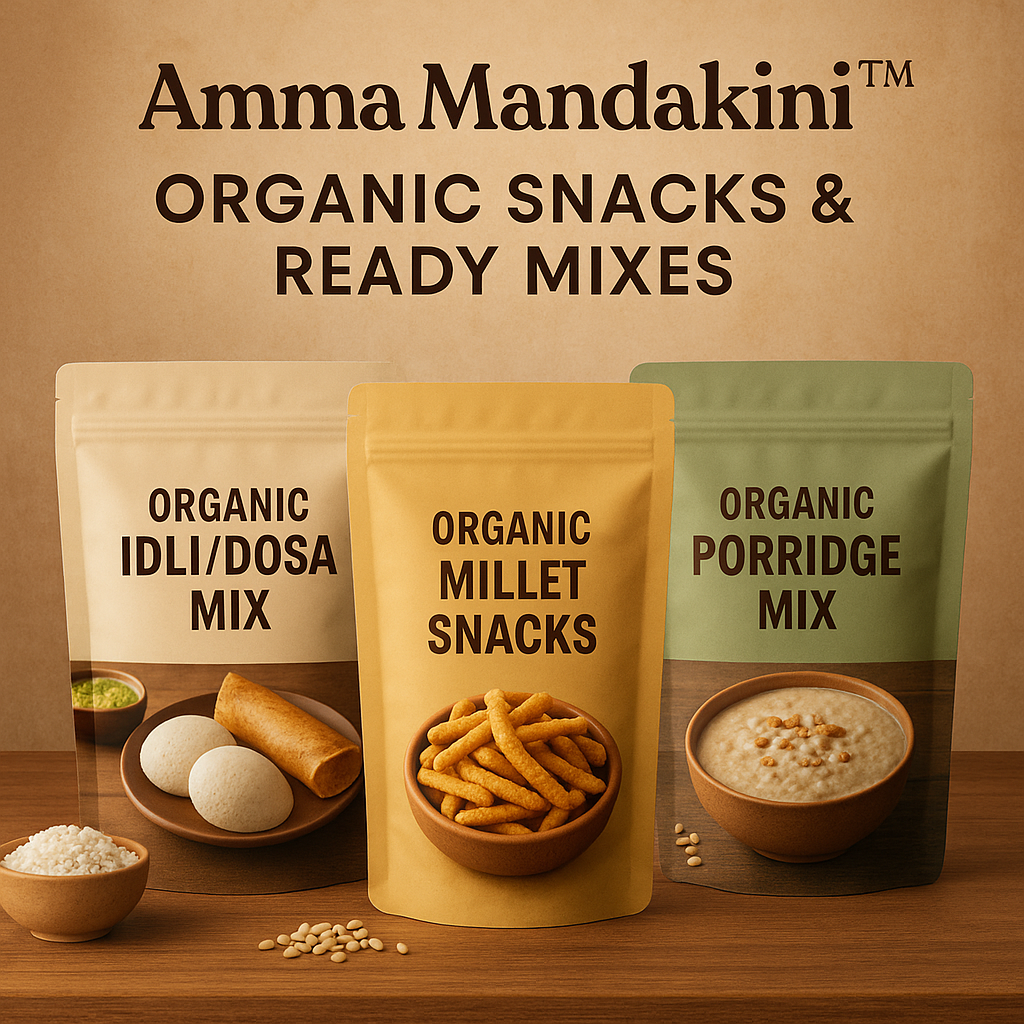 Snack Smart with Amma Mandakini™ Organic Ready Mixes & Healthy Bites