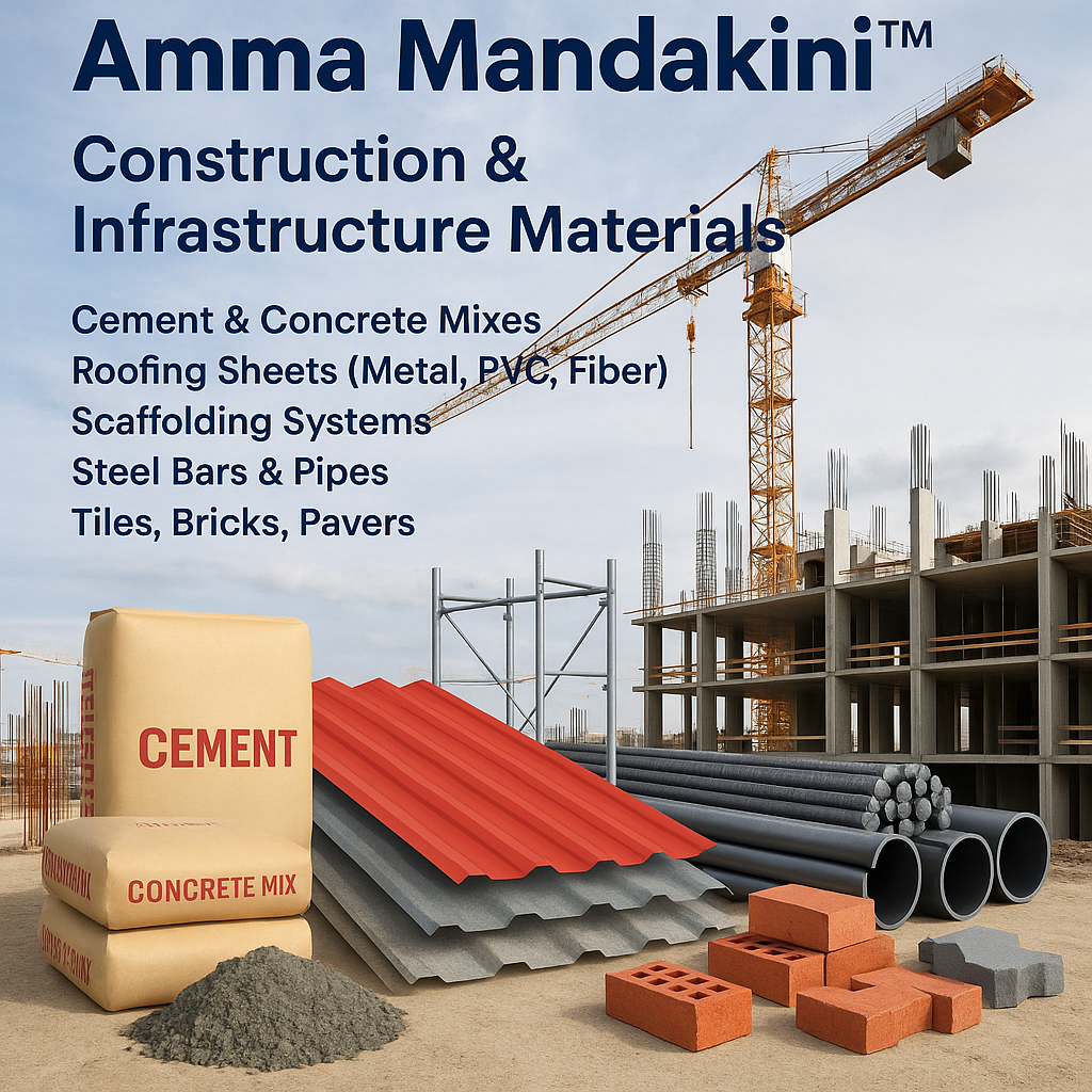 Premium Construction & Infrastructure Materials for Global – Amma Mandakini™ Export