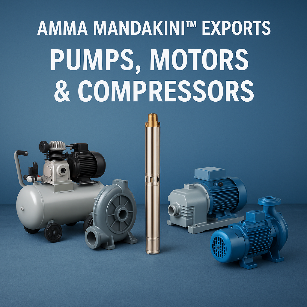 Premium Industrial Pumps, Motors & Compressors – Global Exports by Amma Mandakini™