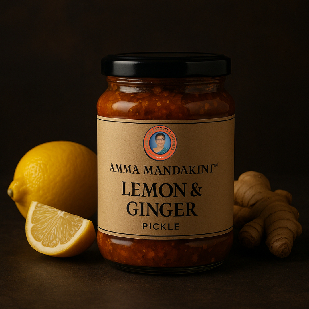 Exported By Amma Mandakini Lemon & Ginger Pickle – Stone-aged fermented lemon-ginger mix rich in probiotics