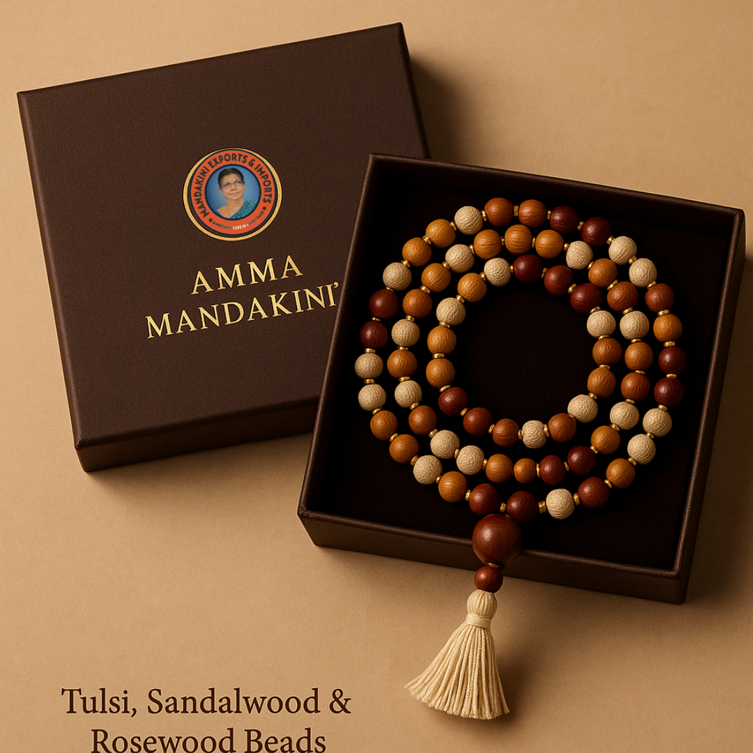 Exported By Amma Mandakini  Tulsi, Sandalwood & Rosewood Beads