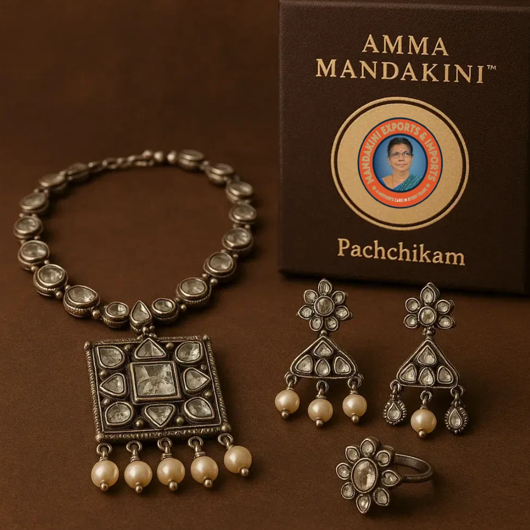 Exported By Amma Mandakini Kerala’s Pachchikam Jewelry – Antique look jewelry from Gujarat with glass stone work