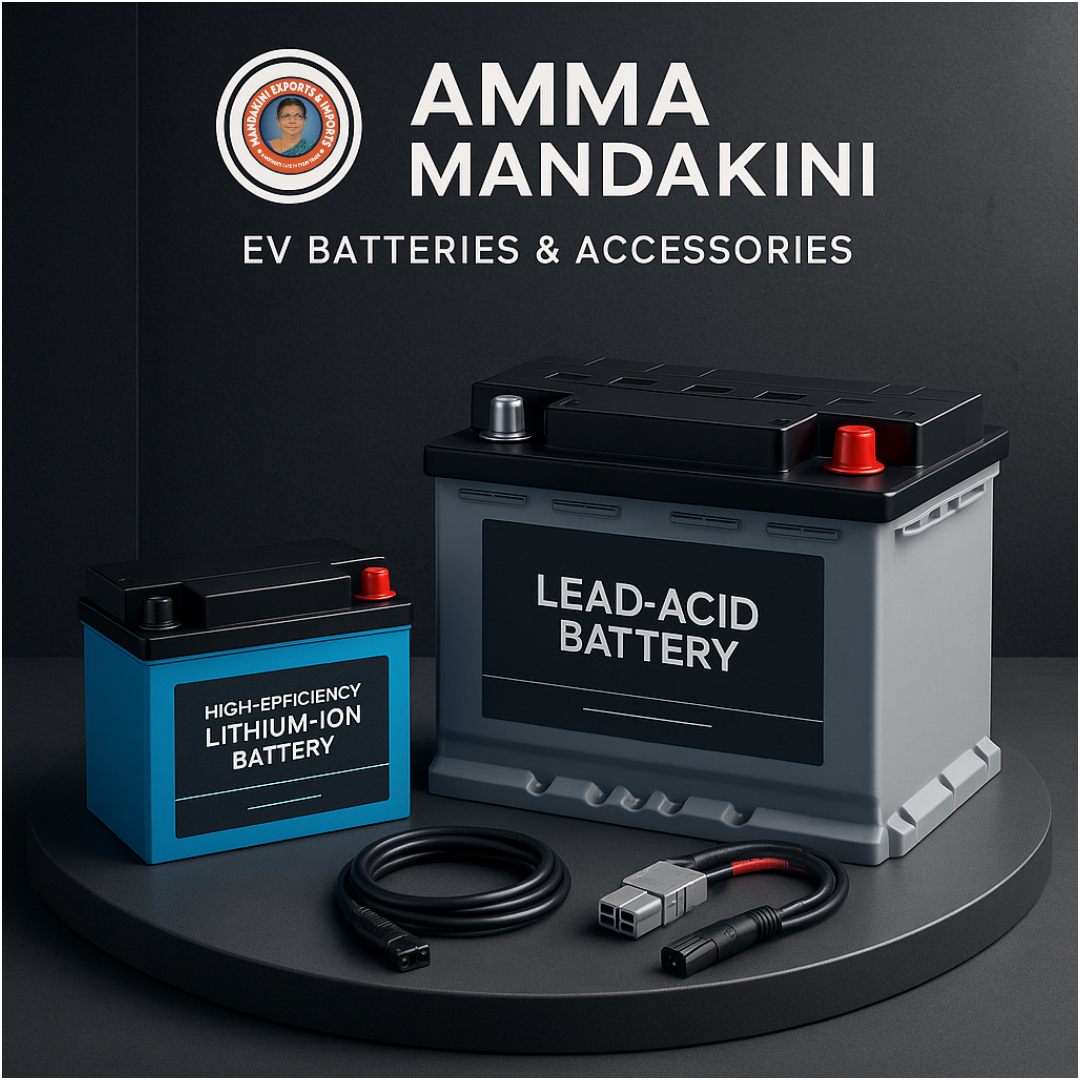 Exported By Amma Mandakini  EV Batteries & Accessories – High-efficiency lithium-ion and lead-acid battery options