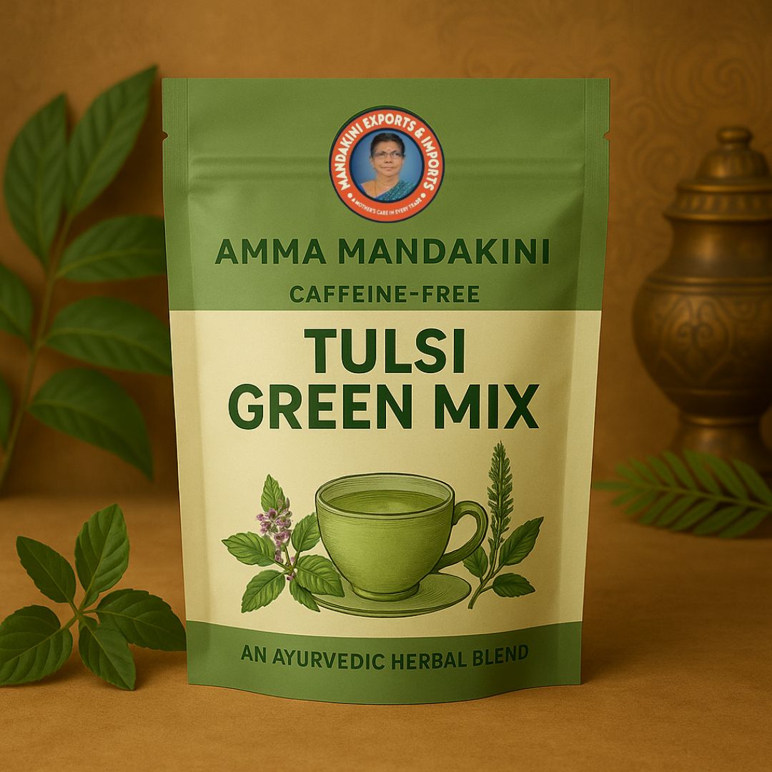 Amma Mandakini™ Tulsi Green Mix – Caffeine-Free Herbal Tea from West India