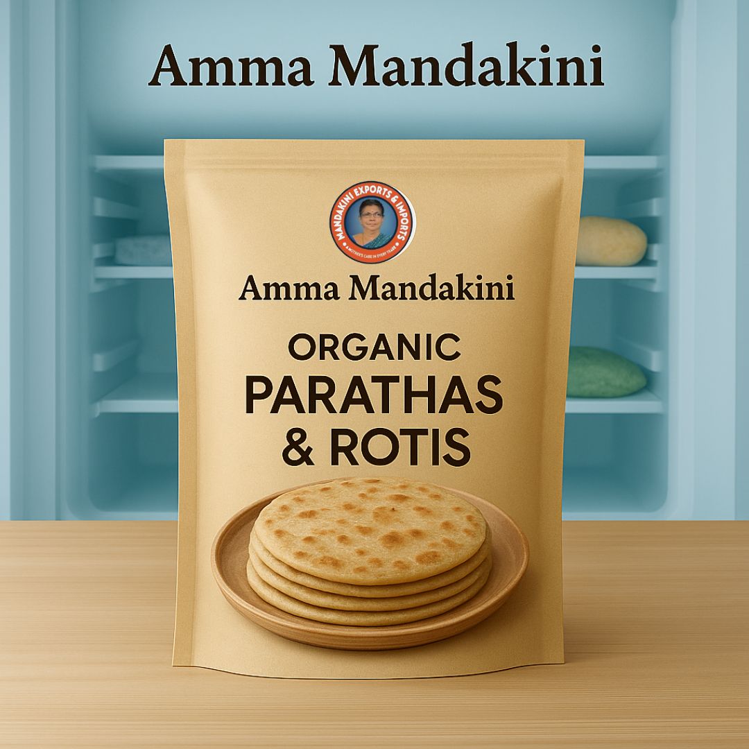 “Amma Mandakini™ Organic Parathas & Rotis – Ready to Heat for a Wholesome Meal”