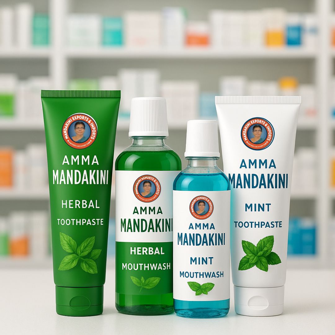 Amma Mandakini™ Toothpaste & Mouthwash – Your Daily Hygiene Shield
