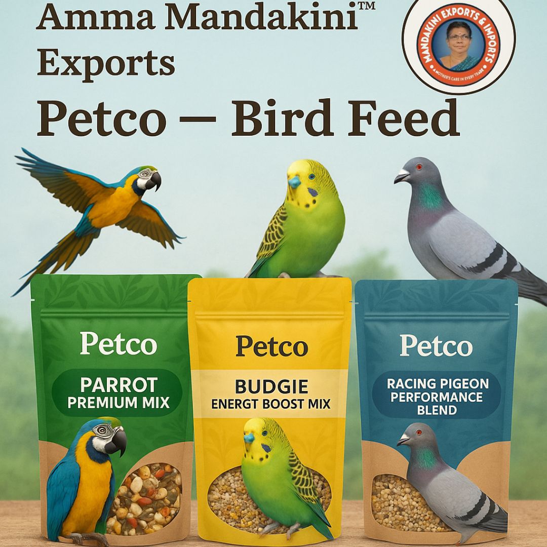 Trusted Bird Feed Brand for Exporters – Petco™ by Amma Mandakini™ Exports
