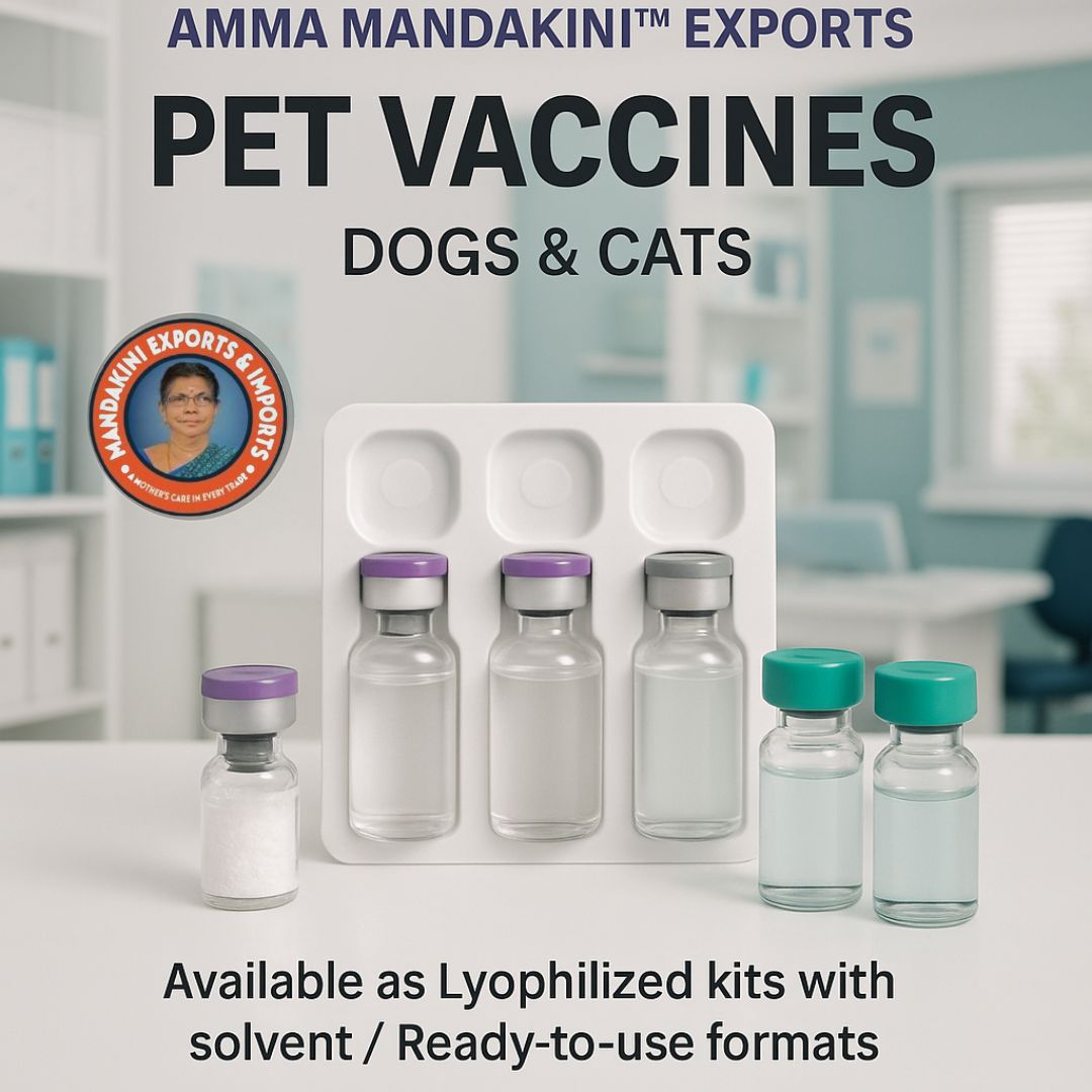 Amma Mandakini™ Exports Pet Vaccines – Rabies, DHPPiL, FVRCP Solutions