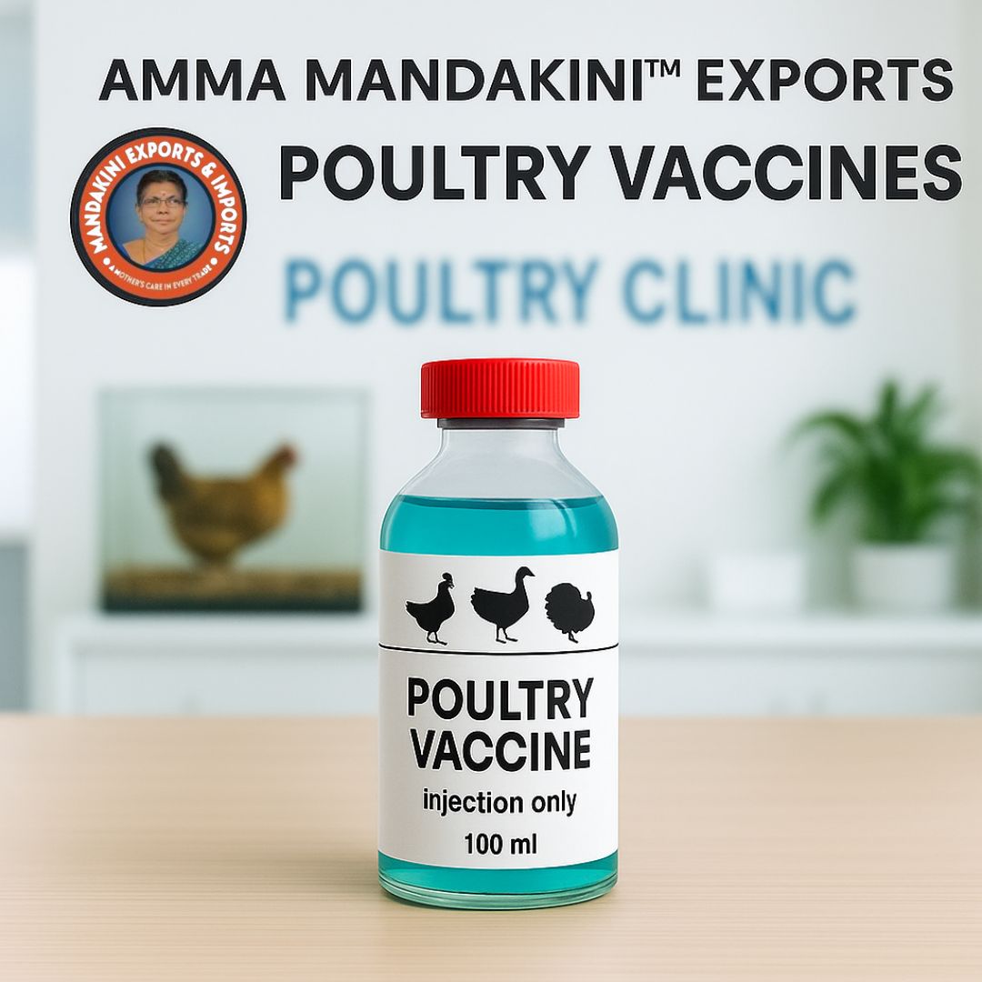 Amma Mandakini™ Exports Poultry Vaccines – WHO-GMP Certified Animal Health Exports